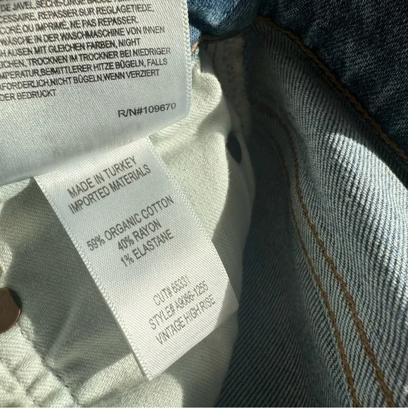 Agolde Women's Vintage high rise Straight Leg Blue Jeans - Picture 6 of 10